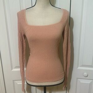 Free People Have It All Lace Square Neck Long Sleeve Shirt - smoked rose